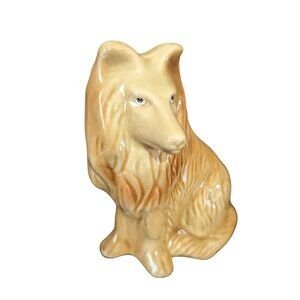 Collie Ceramic Figurine Collectible Dog Tan Blonde MCS Brazil 6"vintage